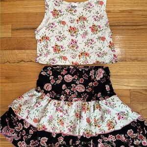 Charming Floral Kids Set with Skirt
